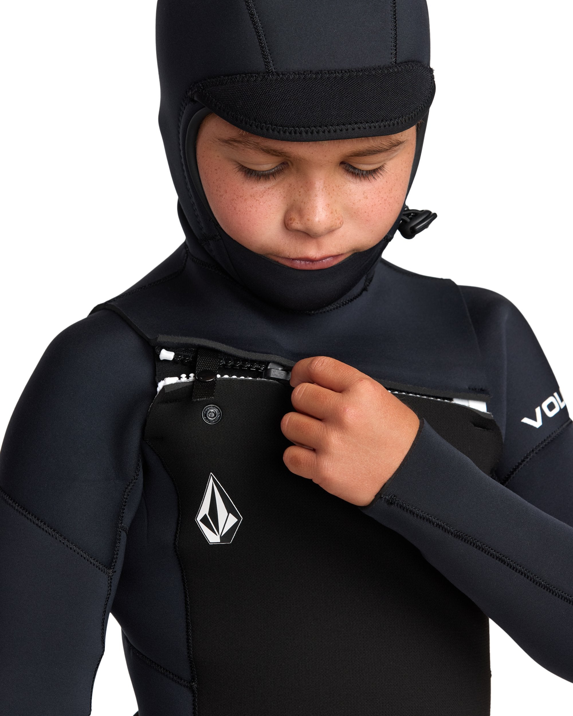 Big Kids' 5/4MM Hooded Chest Zip Full Wetsuit - Volcom