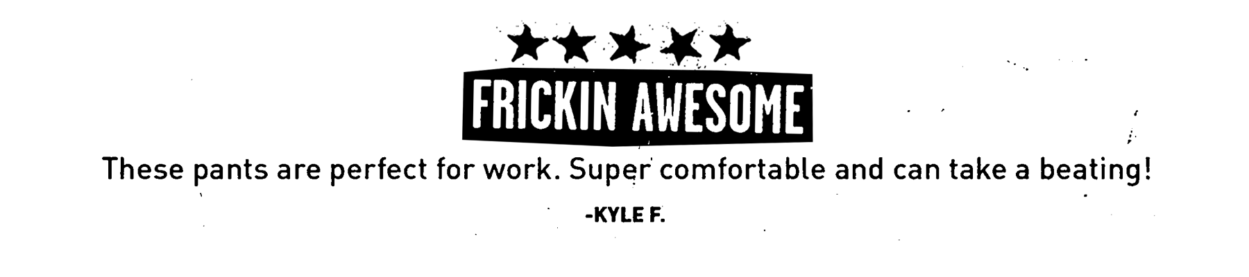 GIF of reviews for Volcom clothing with stars, header text, and the quote review below