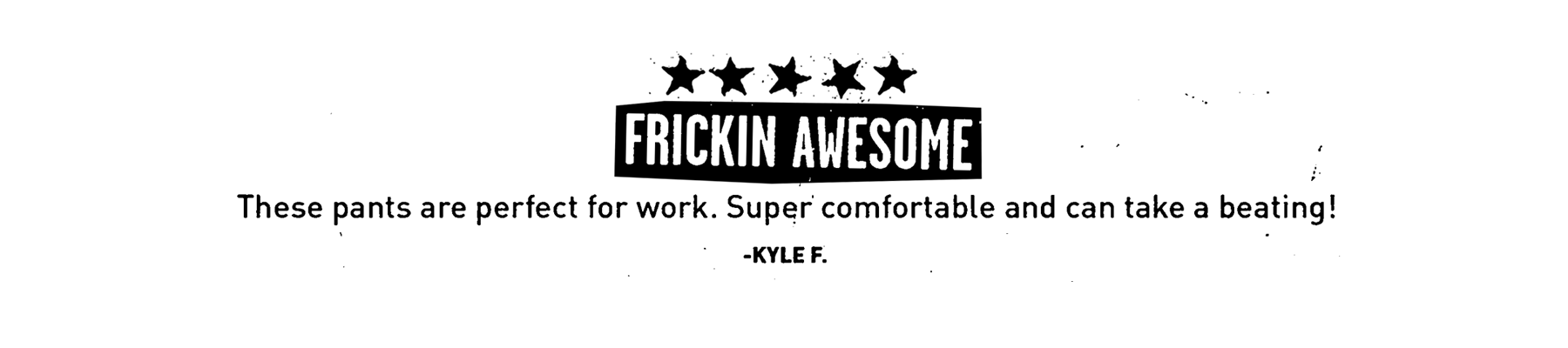 GIF of reviews for Volcom clothing with stars, header text, and the quote review below