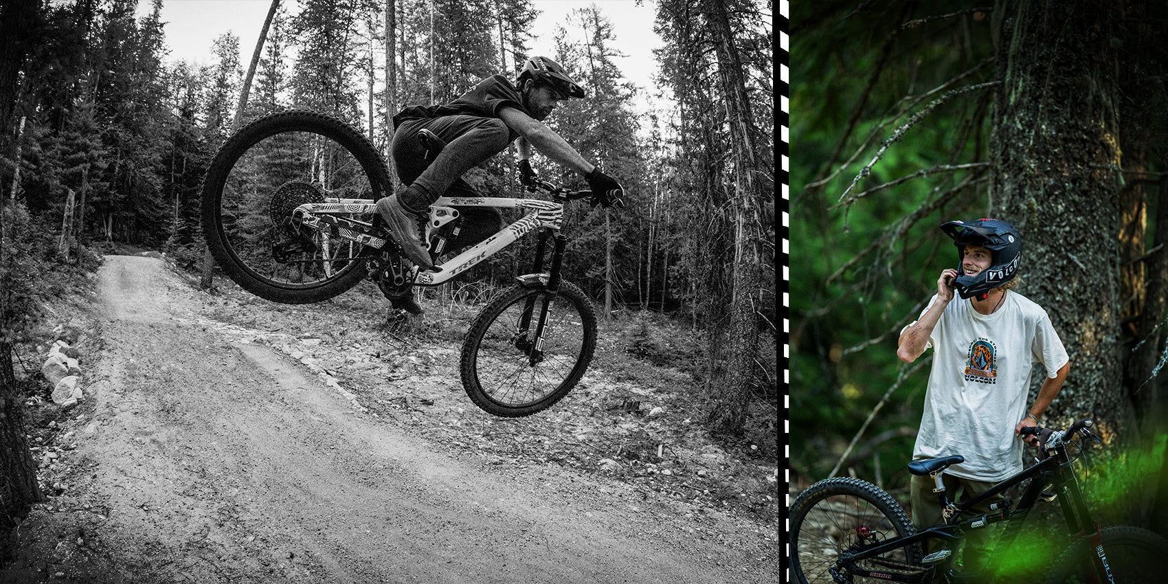 action shot of mountain bikers