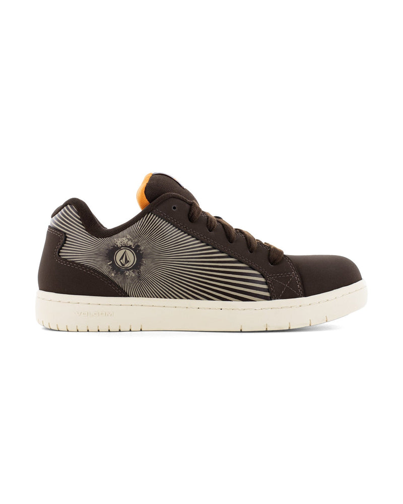 Volcom Men's Stone Op Art Work Sneakers Dark Brown and Khaki
