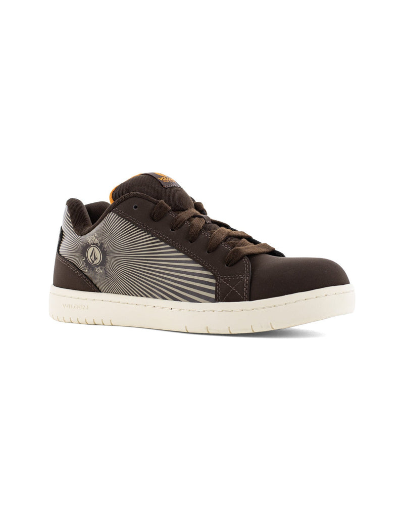 Volcom Men's Stone Op Art Work Sneakers Dark Brown and Khaki