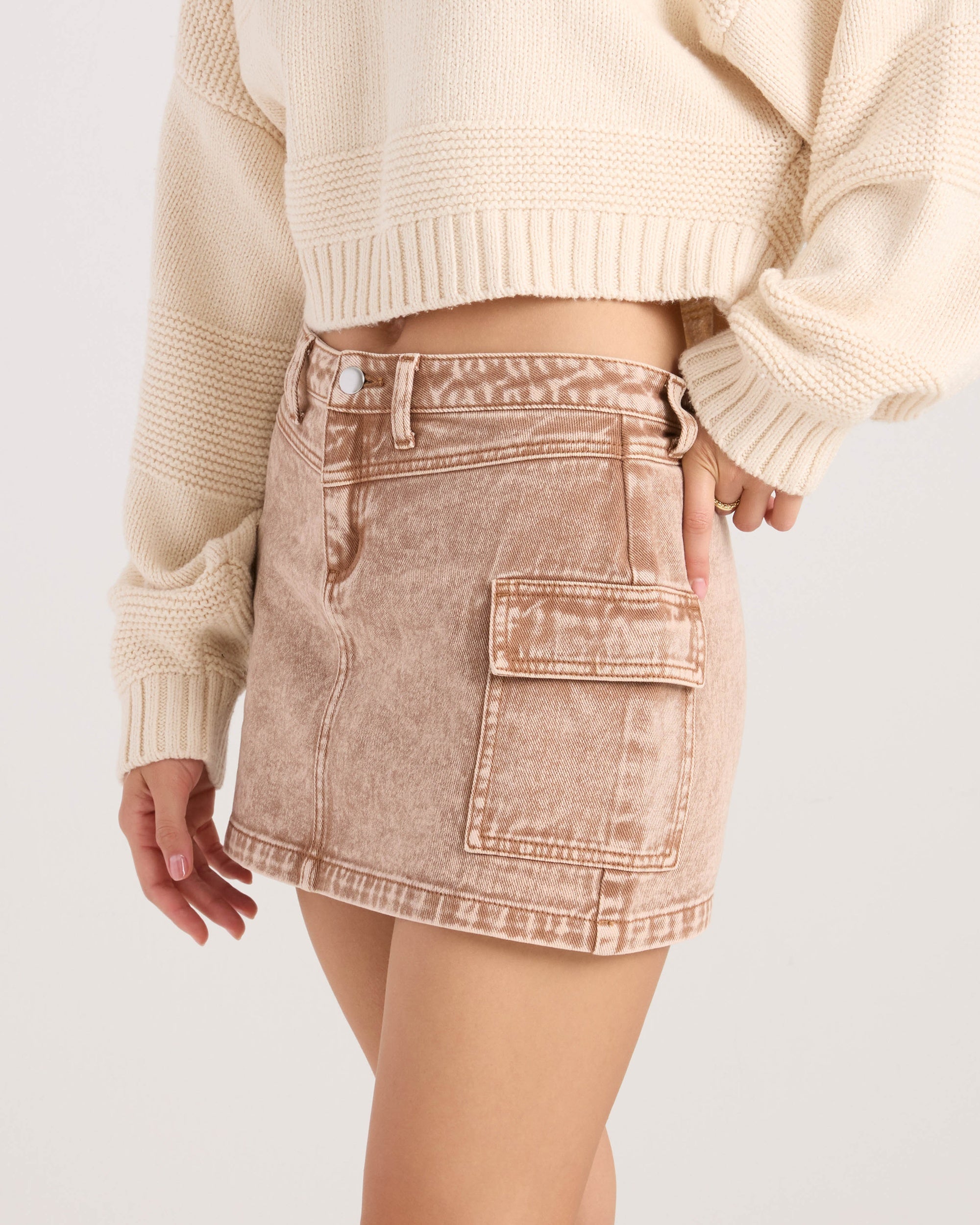 Women's Delia Cargo Mini Skirt-Henna-Volcom