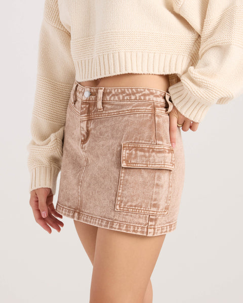 Women's Delia Cargo Mini Skirt-Henna-Volcom