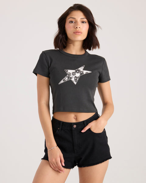 Women's As If Baby Tee-Vintage Black-Volcom