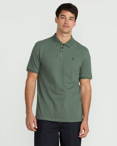 Volcom Men's Sitestone Polo Short Sleeve Tee Light Olive