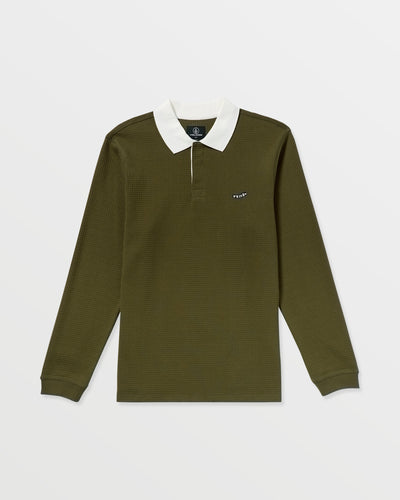 Volcom Men's Curbstone Polo Long Sleeve Shirt Sage Leaf