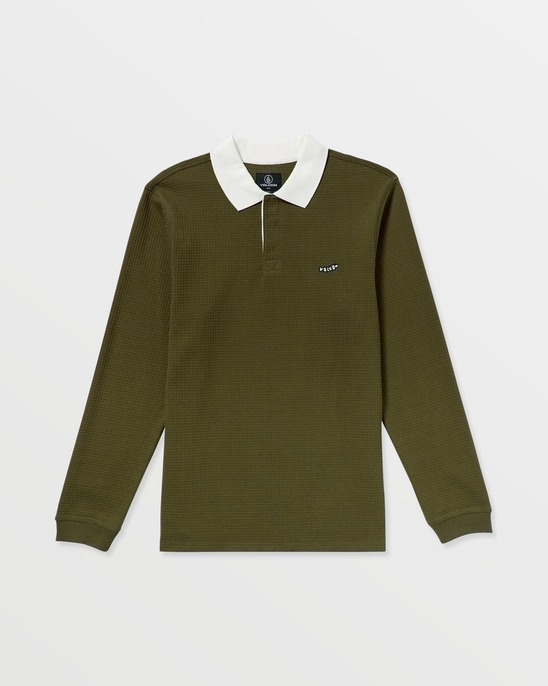 Volcom Men's Curbstone Polo Long Sleeve Shirt Sage Leaf