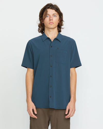 Volcom Men's Ridgestone Short Sleeve Shirt Deep Blue