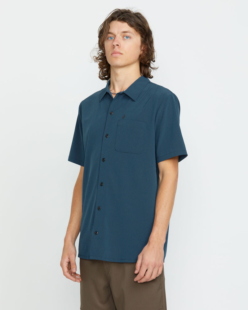 Volcom Men's Ridgestone Short Sleeve Shirt Deep Blue