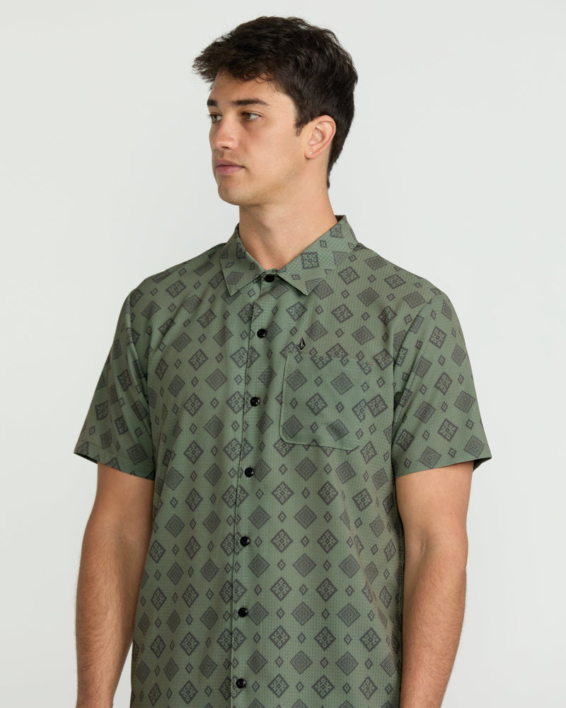 Volcom Men's Ridgestone Short Sleeve Shirt Light Olive