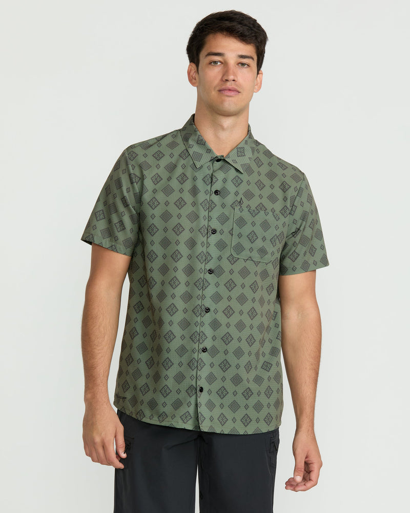 Volcom Men's Ridgestone Short Sleeve Shirt Light Olive