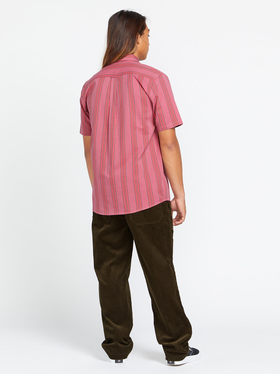 Newbar Stripe Short Sleeve Shirt - Washed Ruby