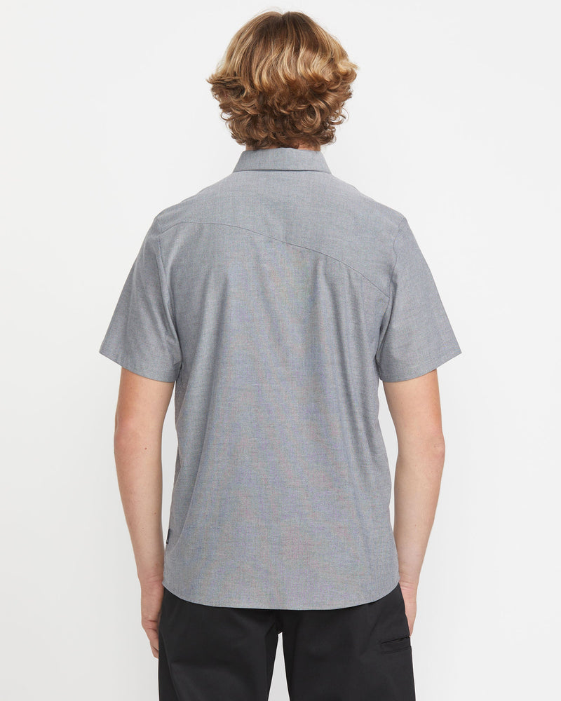 Volcom Men's Everett Oxford Short Sleeve Shirt Grey