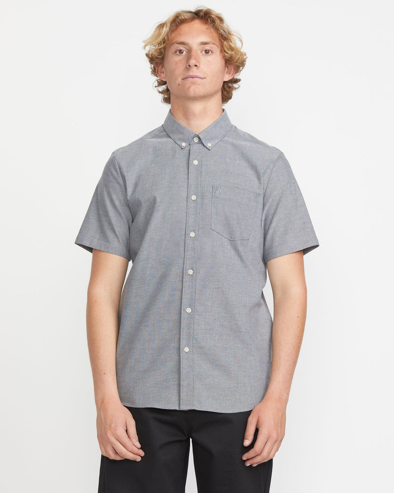 Volcom Men's Everett Oxford Short Sleeve Shirt Grey