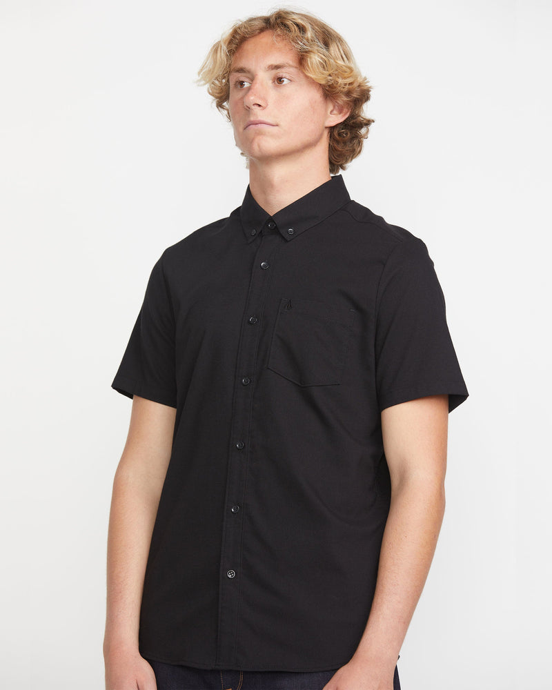 Volcom Men's Everett Oxford Short Sleeve Shirt New Black