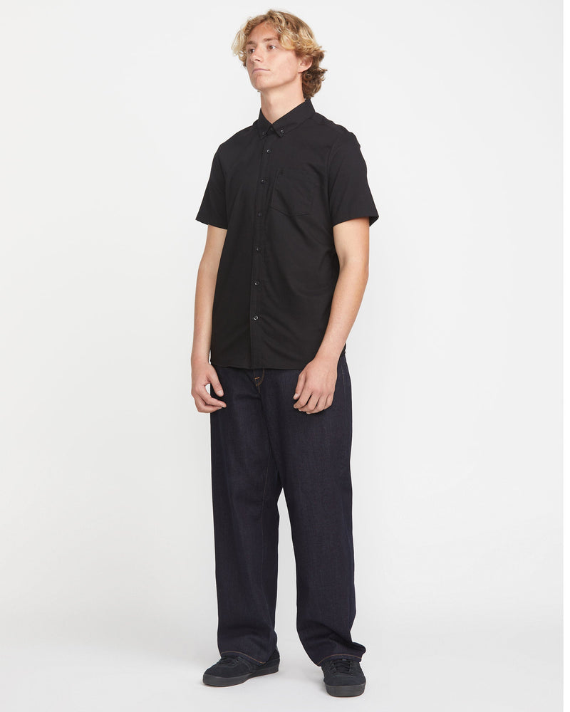 Volcom Men's Everett Oxford Short Sleeve Shirt New Black