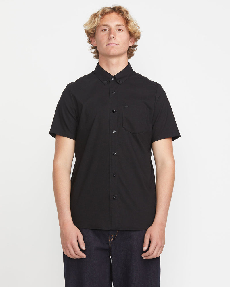 Volcom Men's Everett Oxford Short Sleeve Shirt New Black