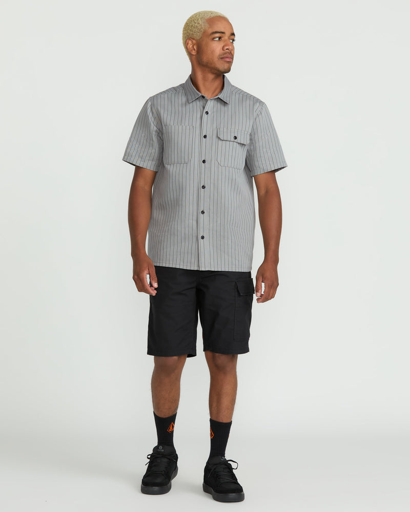 Volcom Men's Trade Stone Short Sleeve Shirt Tower Grey