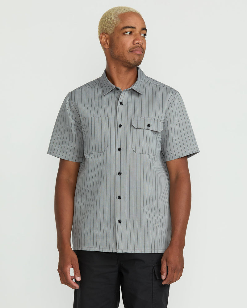 Volcom Men's Trade Stone Short Sleeve Shirt Tower Grey