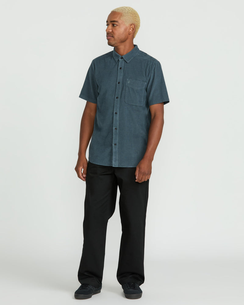 Volcom Men's Date Knight Short Sleeve Shirt Dark Slate