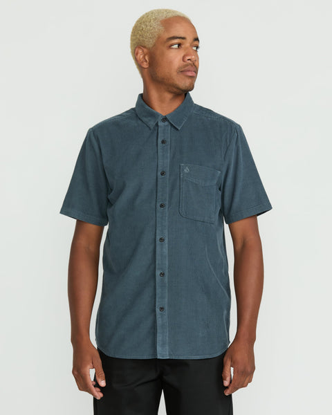Volcom Men's Date Knight Short Sleeve Shirt Dark Slate
