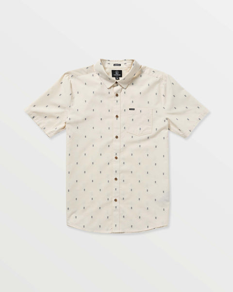 Volcom Men's Bankstone Short Sleeve Shirt Dirty White