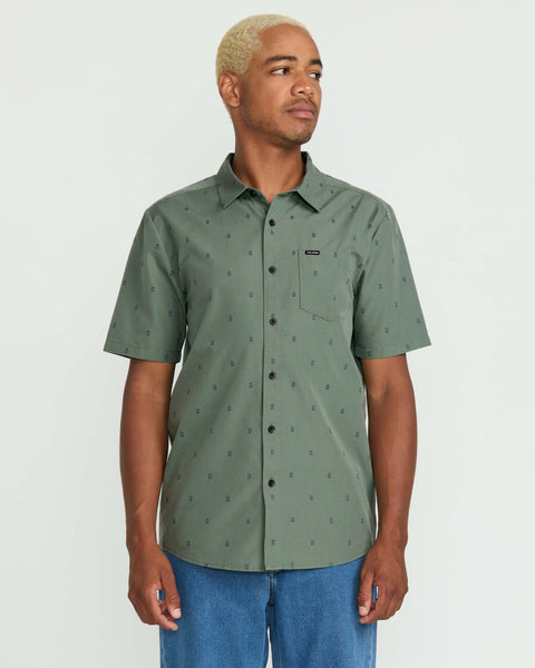 Volcom Men's Bankstone Short Sleeve Shirt Light Olive