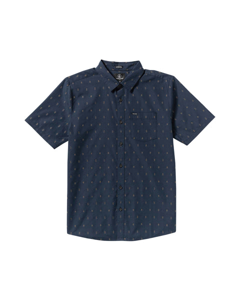 Volcom Men's Bankstone Short Sleeve Shirt Navy