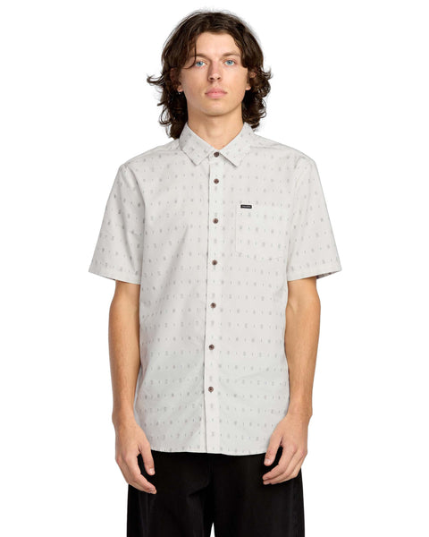 Volcom Men's Bankstone Short Sleeve Shirt White Combo