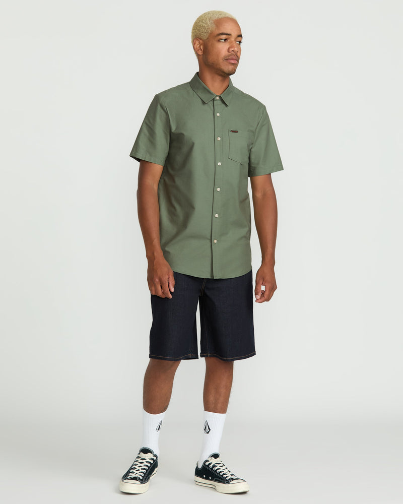 Volcom Men's Veeco Oxford Short Sleeve Shirt Light Olive