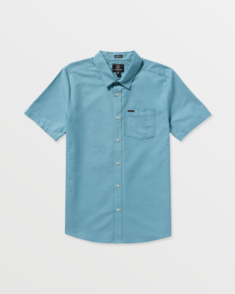 Volcom Men's Veeco Oxford Short Sleeve Shirt Used Blue