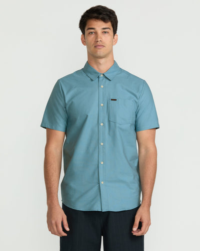 Volcom Men's Veeco Oxford Short Sleeve Shirt Used Blue