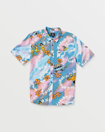 Volcom Men's Featured Artist Drew Toonz Short Sleeve Shirt Bay Blue