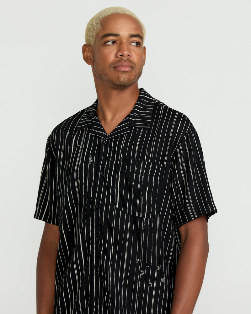 Volcom Men's Mistostone Short Sleeve Shirt Black/White