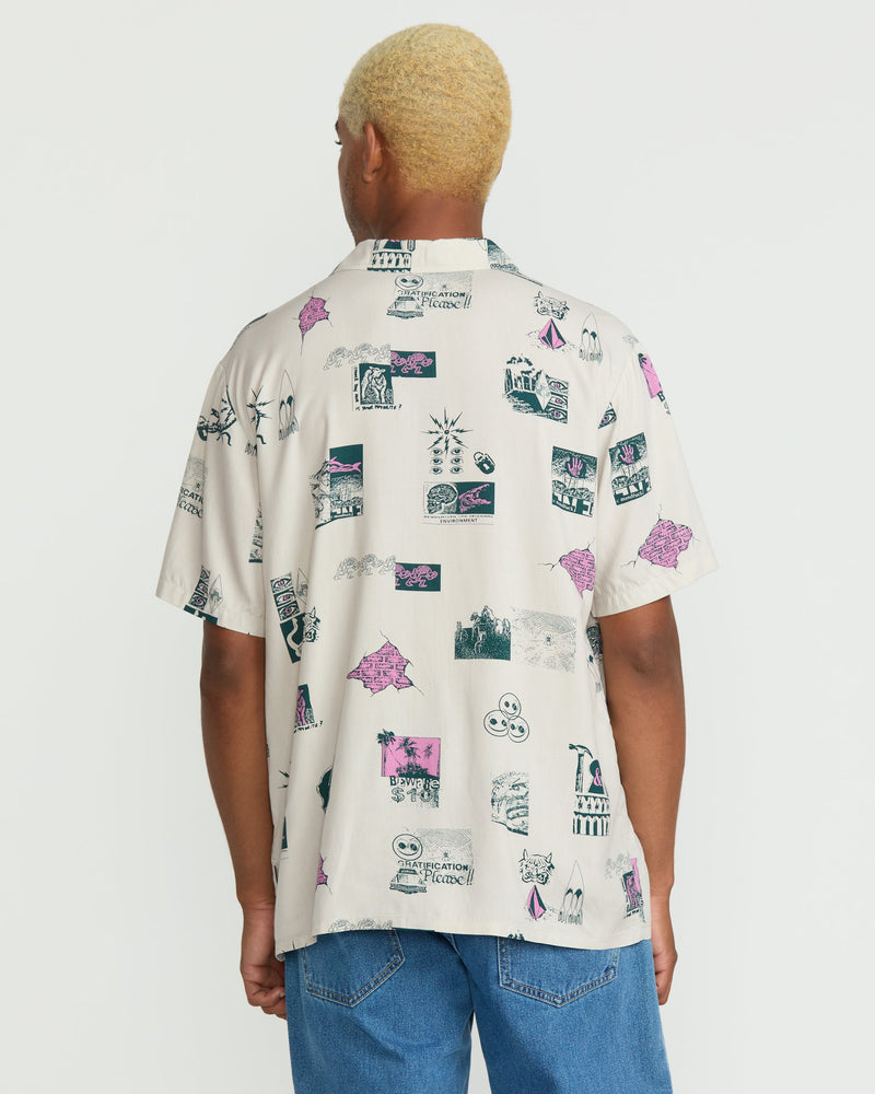 Volcom Men's Mistostone Short Sleeve Shirt Stone