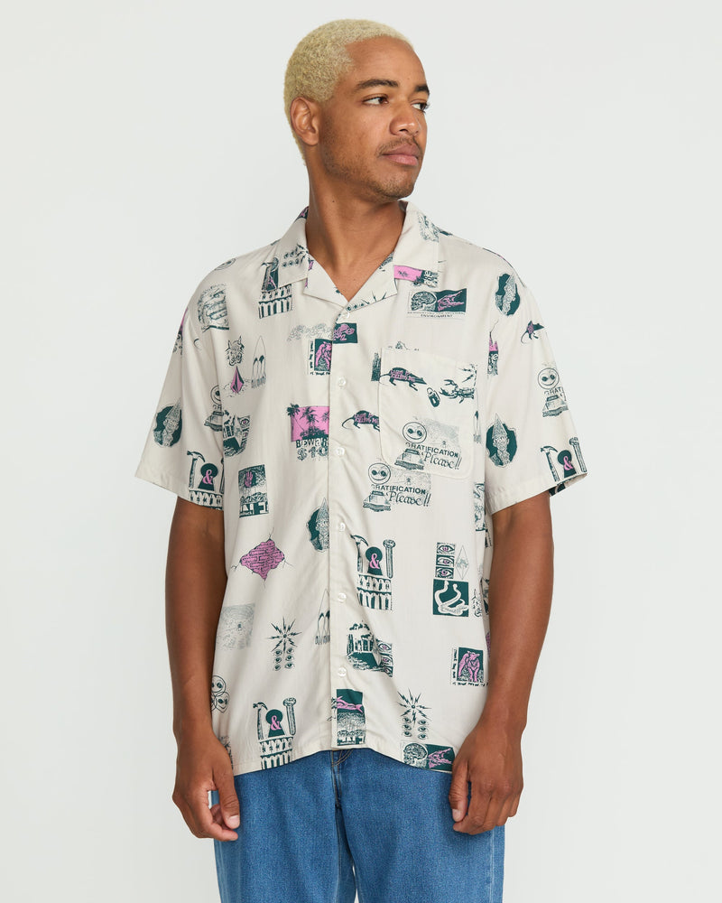Volcom Men's Mistostone Short Sleeve Shirt Stone