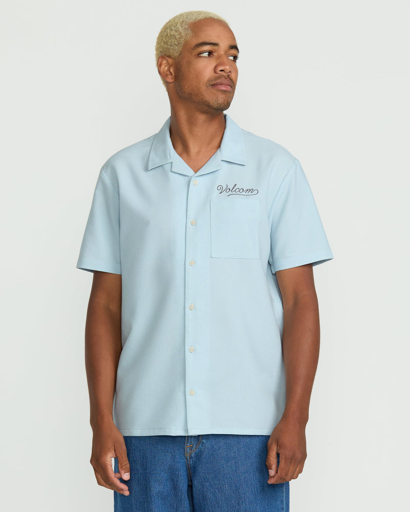 Volcom Men's Otis Stone Short Sleeve Shirt Carolina Blue