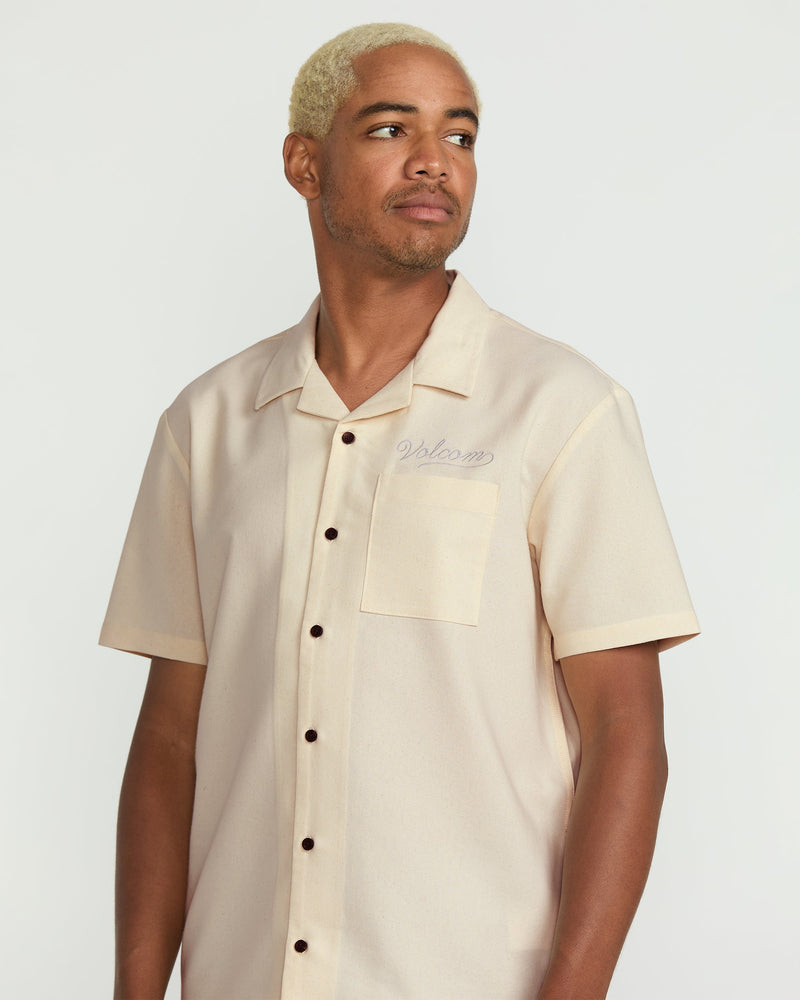 Volcom Men's Otis Stone Short Sleeve Shirt Dirty White