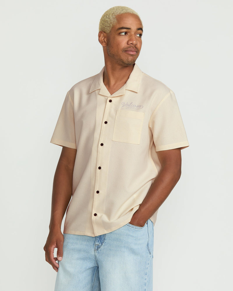 Volcom Men's Otis Stone Short Sleeve Shirt Dirty White