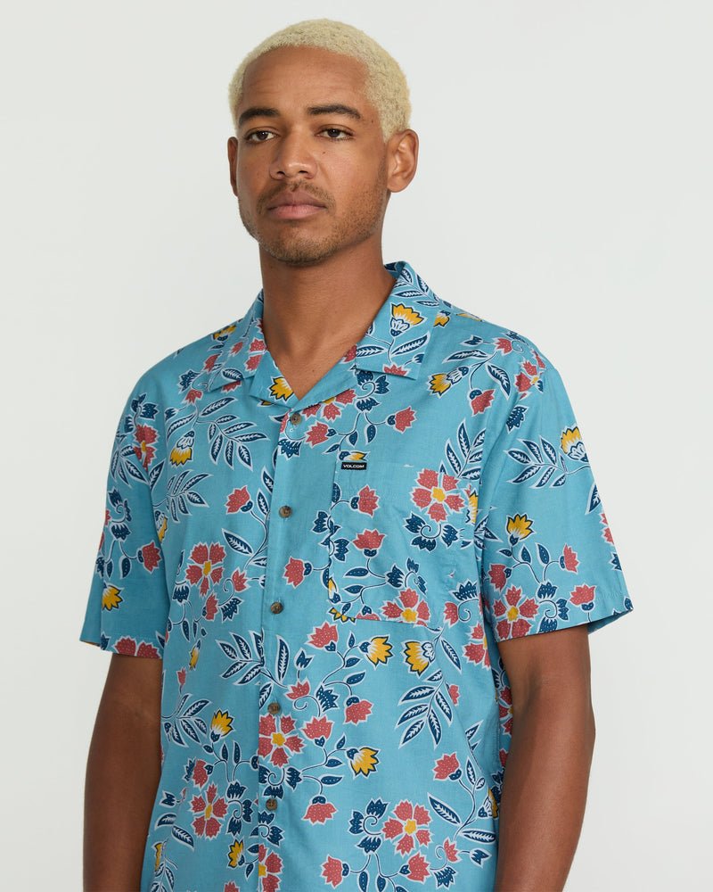 Volcom Men's Offering Short Sleeve Shirt Used Blue