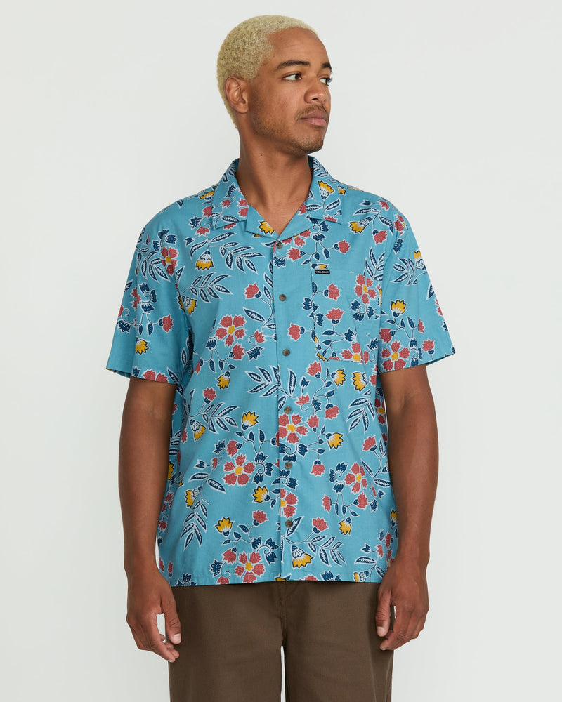 Volcom Men's Offering Short Sleeve Shirt Used Blue