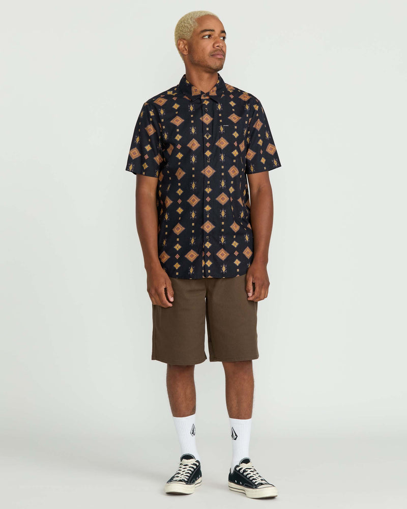 Volcom Men's Desert Dobby Short Sleeve Shirt Black