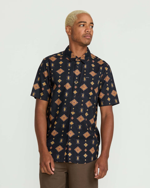 Volcom Men's Desert Dobby Short Sleeve Shirt Black
