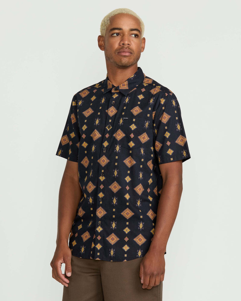 Volcom Men's Desert Dobby Short Sleeve Shirt Black
