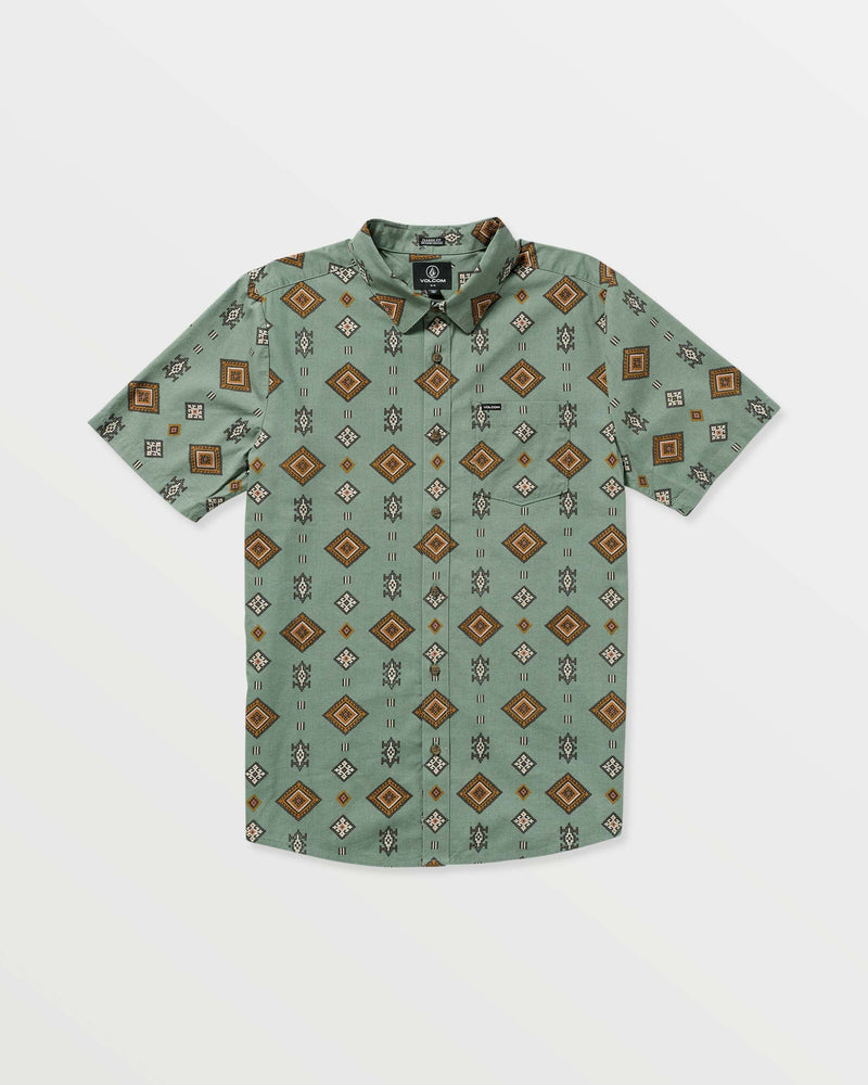 Volcom Men's Desert Dobby Short Sleeve Shirt Light Olive