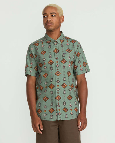 Volcom Men's Desert Dobby Short Sleeve Shirt Light Olive