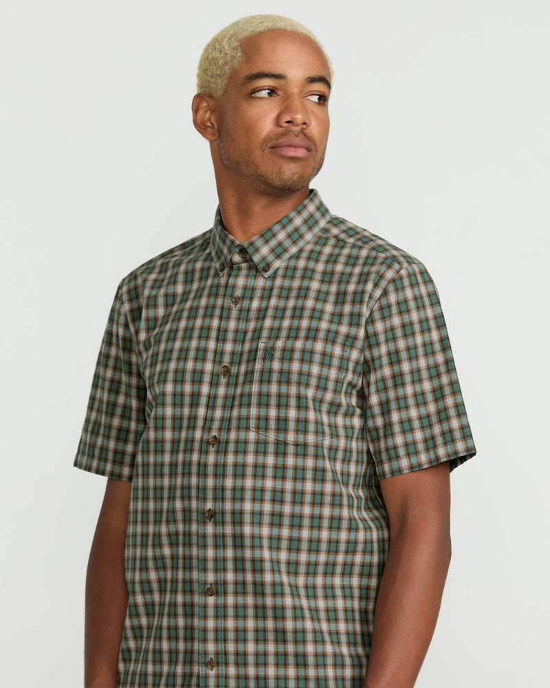 Volcom Men's Morphew Short Sleeve Shirt Light Olive
