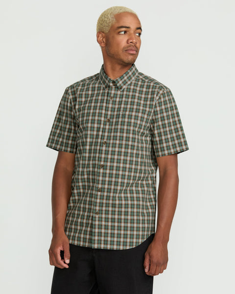 Volcom Men's Morphew Short Sleeve Shirt Light Olive
