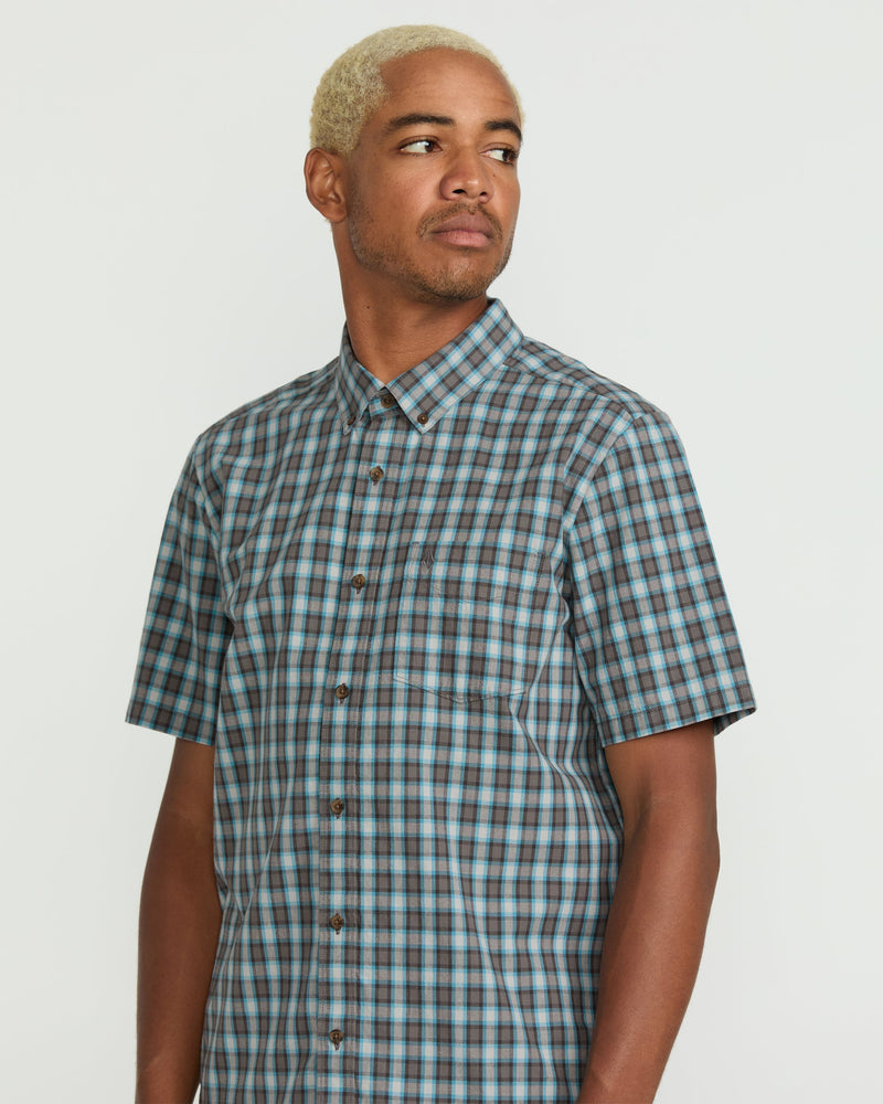Volcom Men's Morphew Short Sleeve Shirt Used Blue